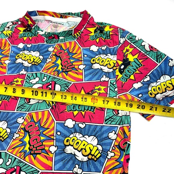 COMIC BOOK PATTERN PRINT DESIGN T-SHIRT BLACKJACK SIZE L - Picture 5 of 6